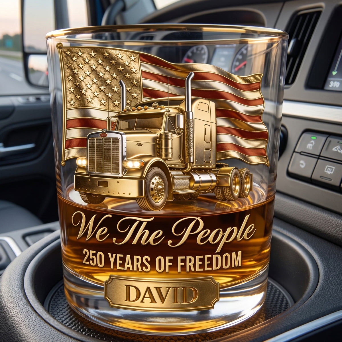 250 Years Of Freedom Round Glass - Personalized Gifts For Trucker Lovers