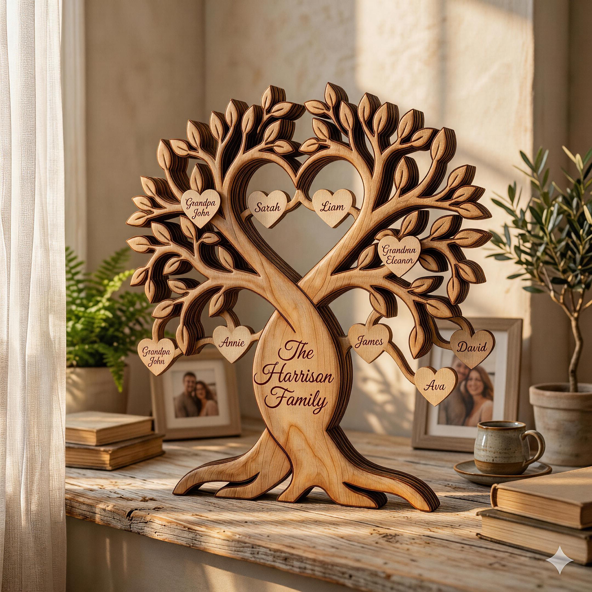Personalized Family Tree Wood Sign Plaque - Gift For Grandparents