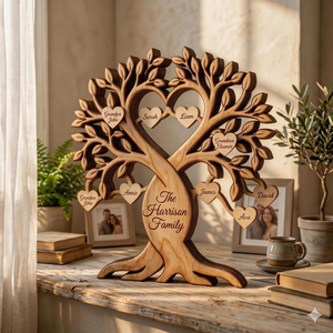 Personalized Family Tree Wood Sign Plaque - Gift For Grandparents