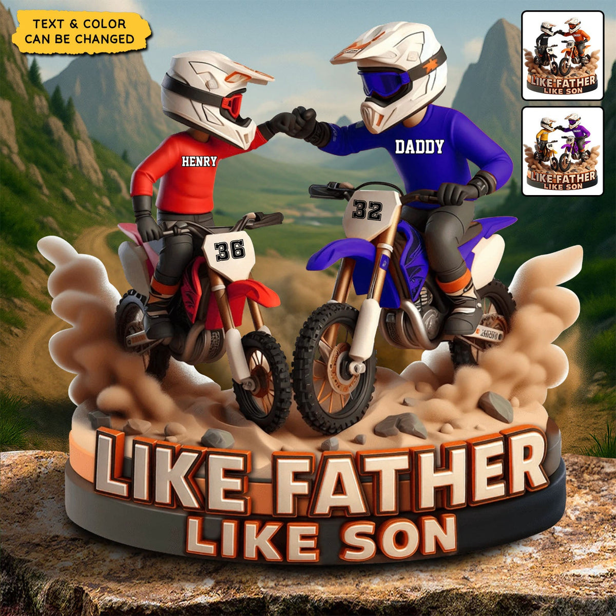 Dirt Bike Dad And Kid - Personalized Acrylic Plaque, Father's Day Gift for Dad, Gift for Husband