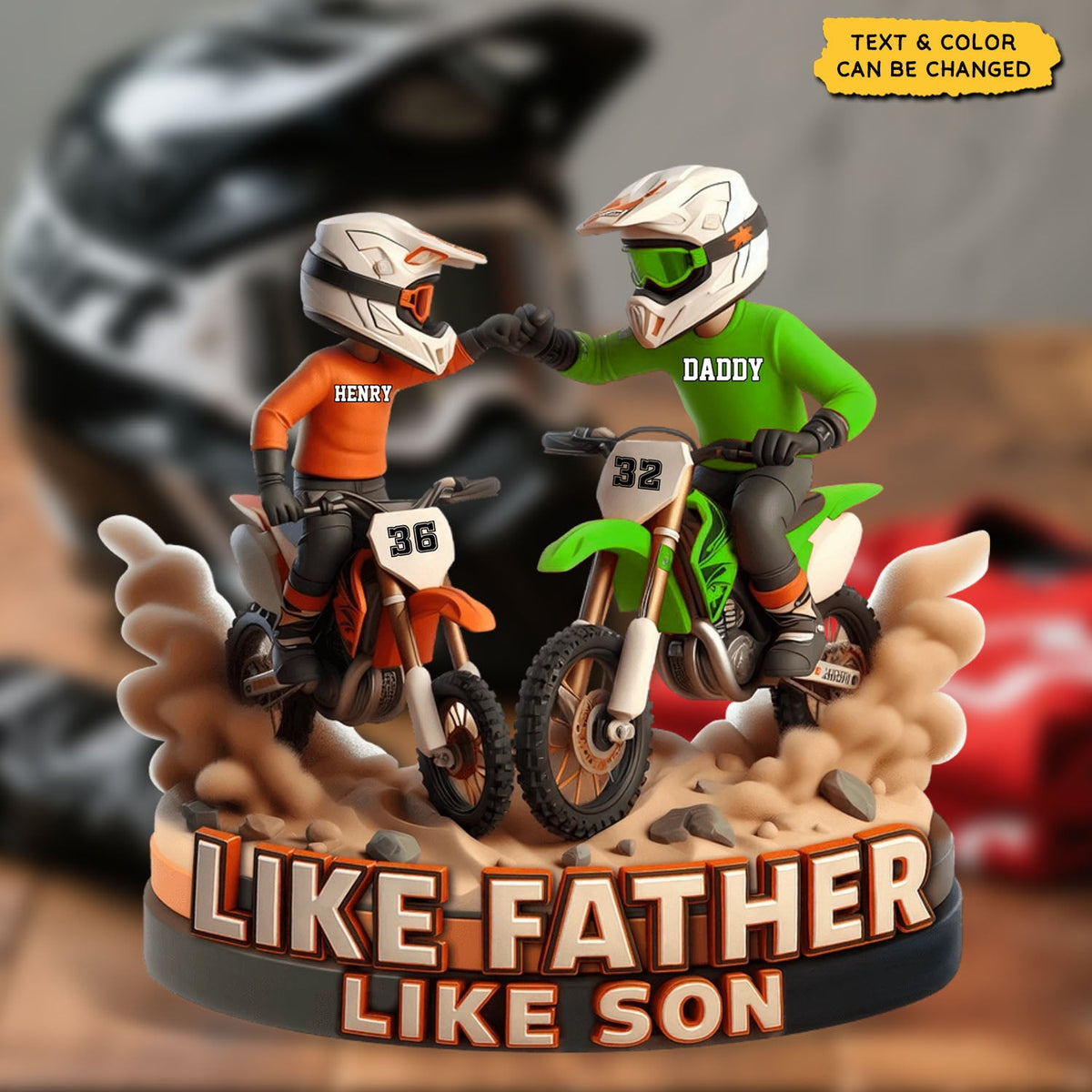 Dirt Bike Dad And Kid - Personalized Acrylic Plaque, Father's Day Gift for Dad, Gift for Husband