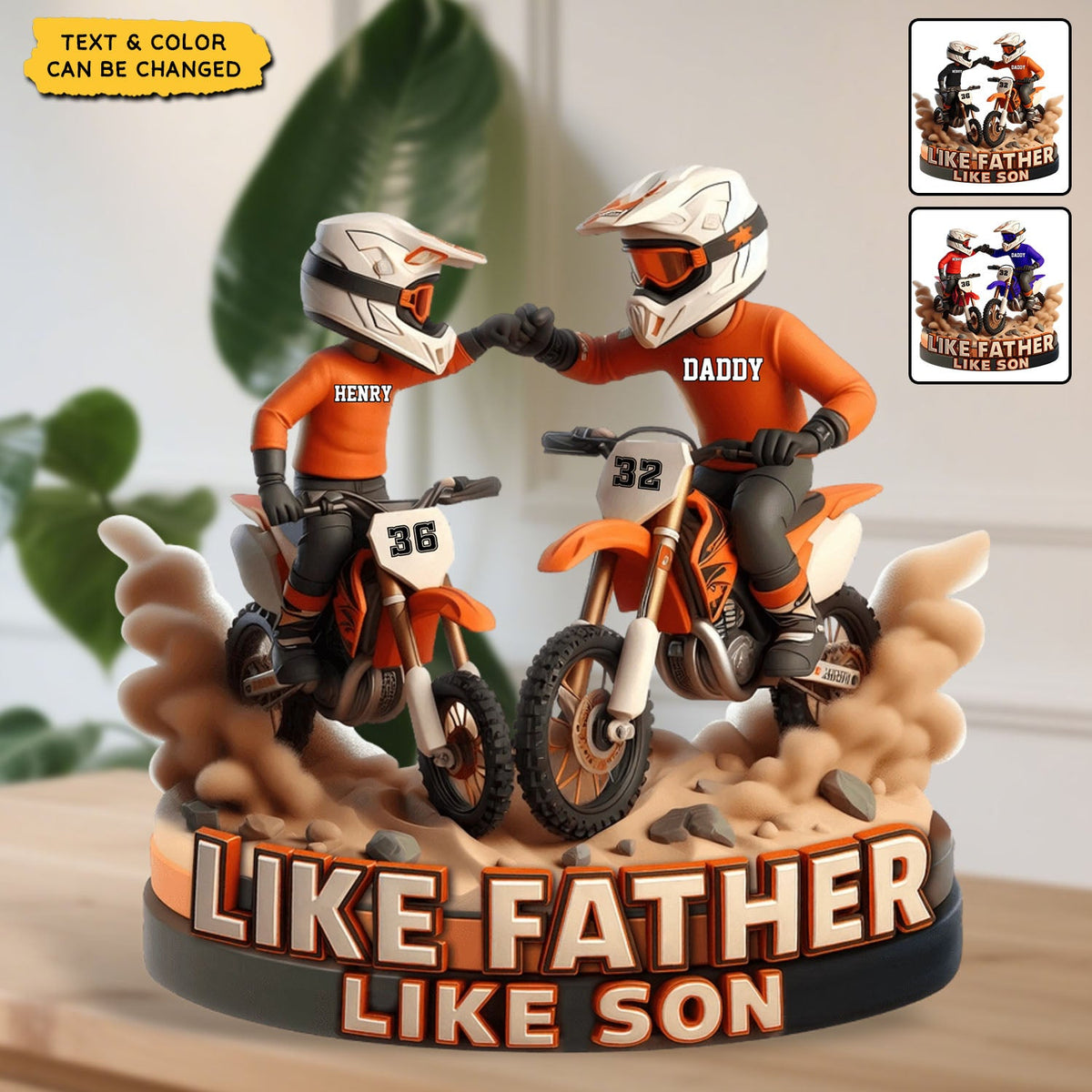 Dirt Bike Dad And Kid - Personalized Acrylic Plaque, Father's Day Gift for Dad, Gift for Husband