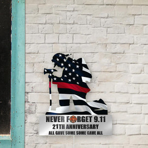 Firefighter Never Forget Personalized Cut Metal Sign