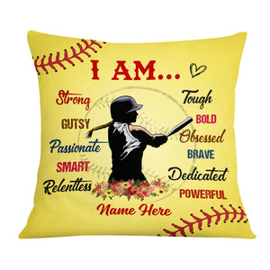 Personalized Love Softball Girl Pillow