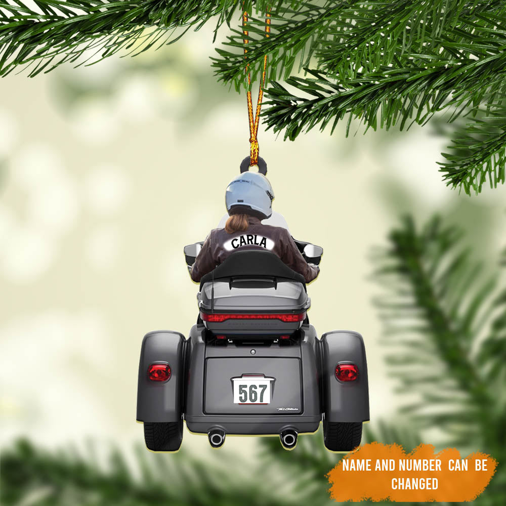 Personalized Biker Trike Tri Glide Motorcycle Ornament