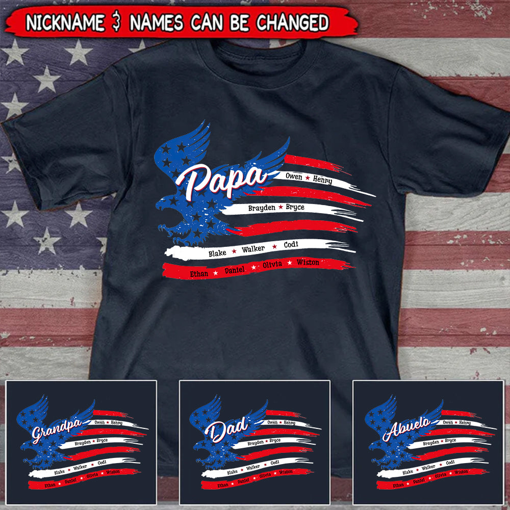 Personalized Dad Papa Grandpa Eagle America Flag Shirt