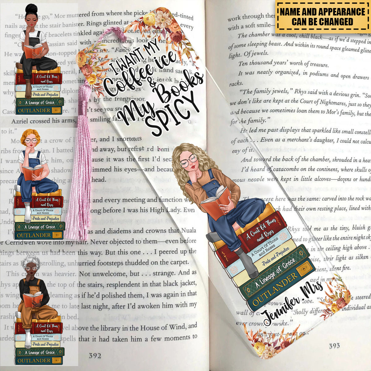 Acrylic Bookmark Gift - I want my coffee icy and My Books Spicy