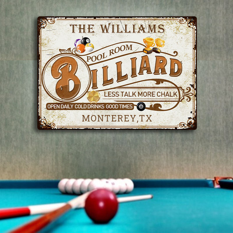 Personalized Billiard Pool Room Custom Classic Metal Signs - laihair