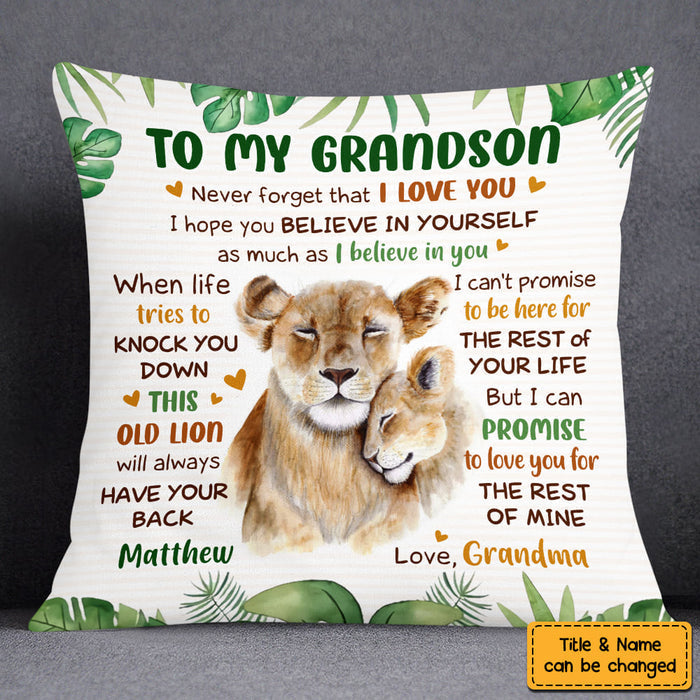 Birthday Gift For Grandson Lion To My Grandson Personalized Pillow