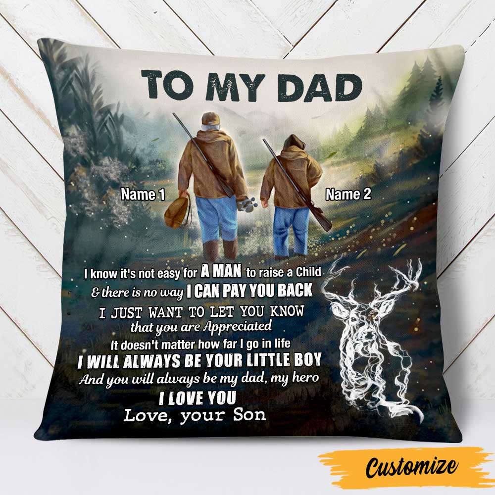 Personalized Deer Hunting Dad Grandpa Pillow