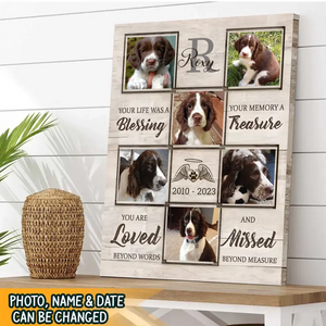 Custom Photo Dog Memorial Canvas , Personalized Pet Loss Gifts