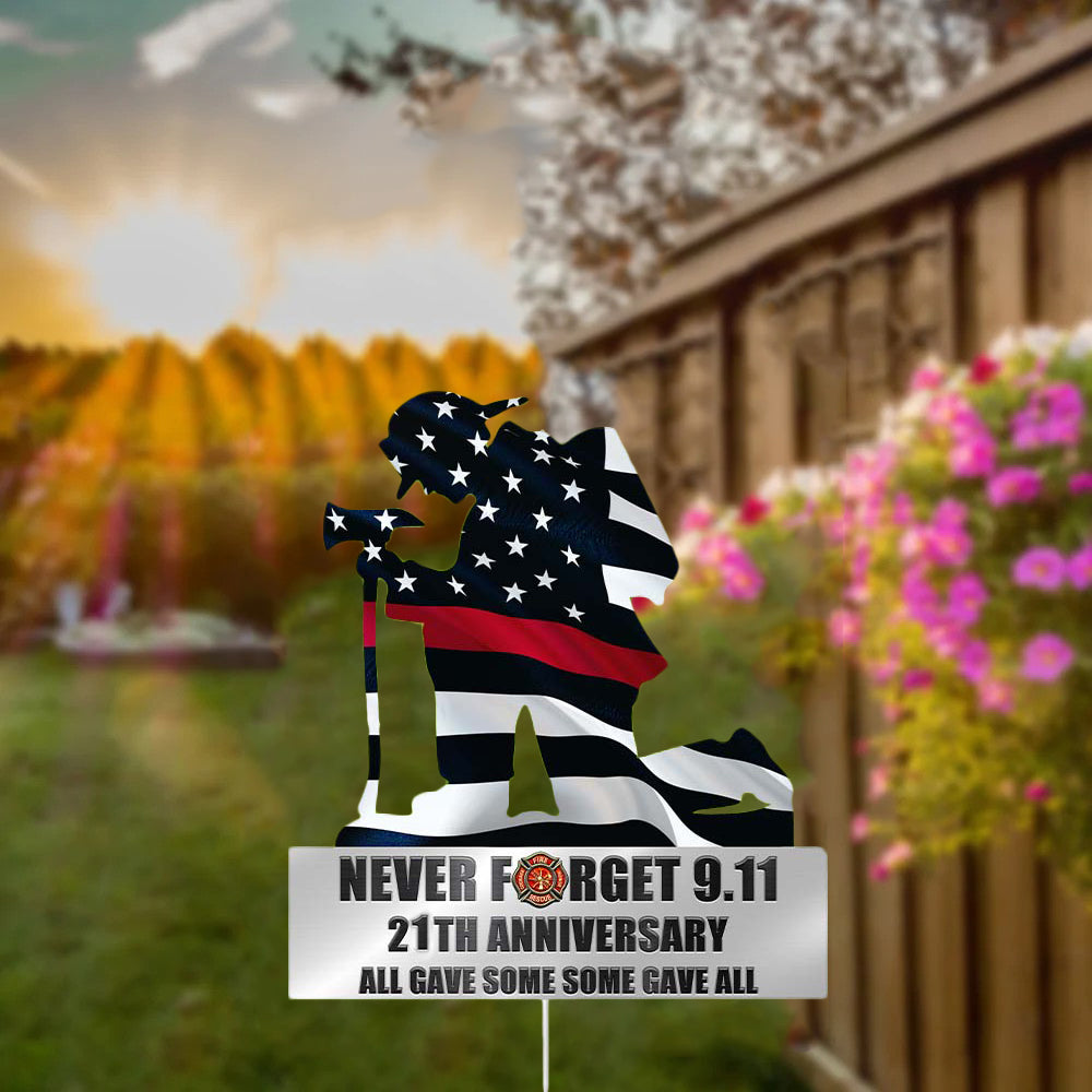 Firefighter Never Forget Personalized Cut Metal Sign