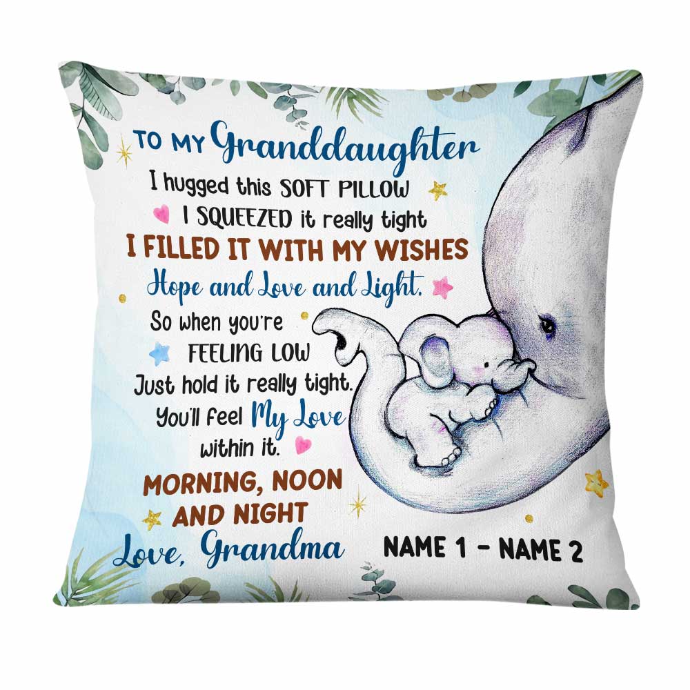 Granddaughter Elephant Birth Announcement Pillow