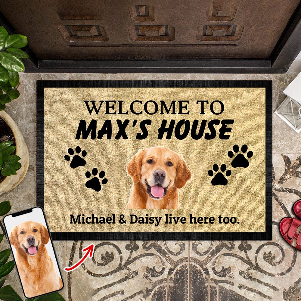 Custom Photo Welcome To House Dog Doormat