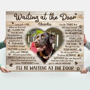 Waiting At The Door Dog Memorial Poster, Personalized Photo Dog Memorial Gifts, Pet Remembrance Gifts