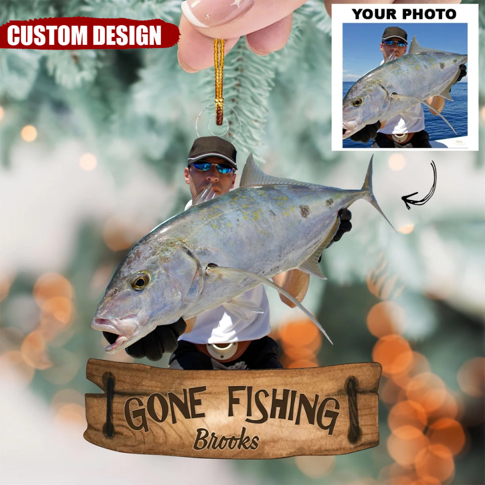 Gone Fishing - Personalized Custom Photo Mica Ornament - Christmas