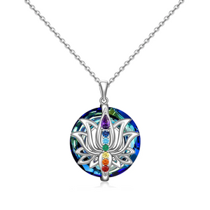Move on Colorful Crystal Lotus Necklace