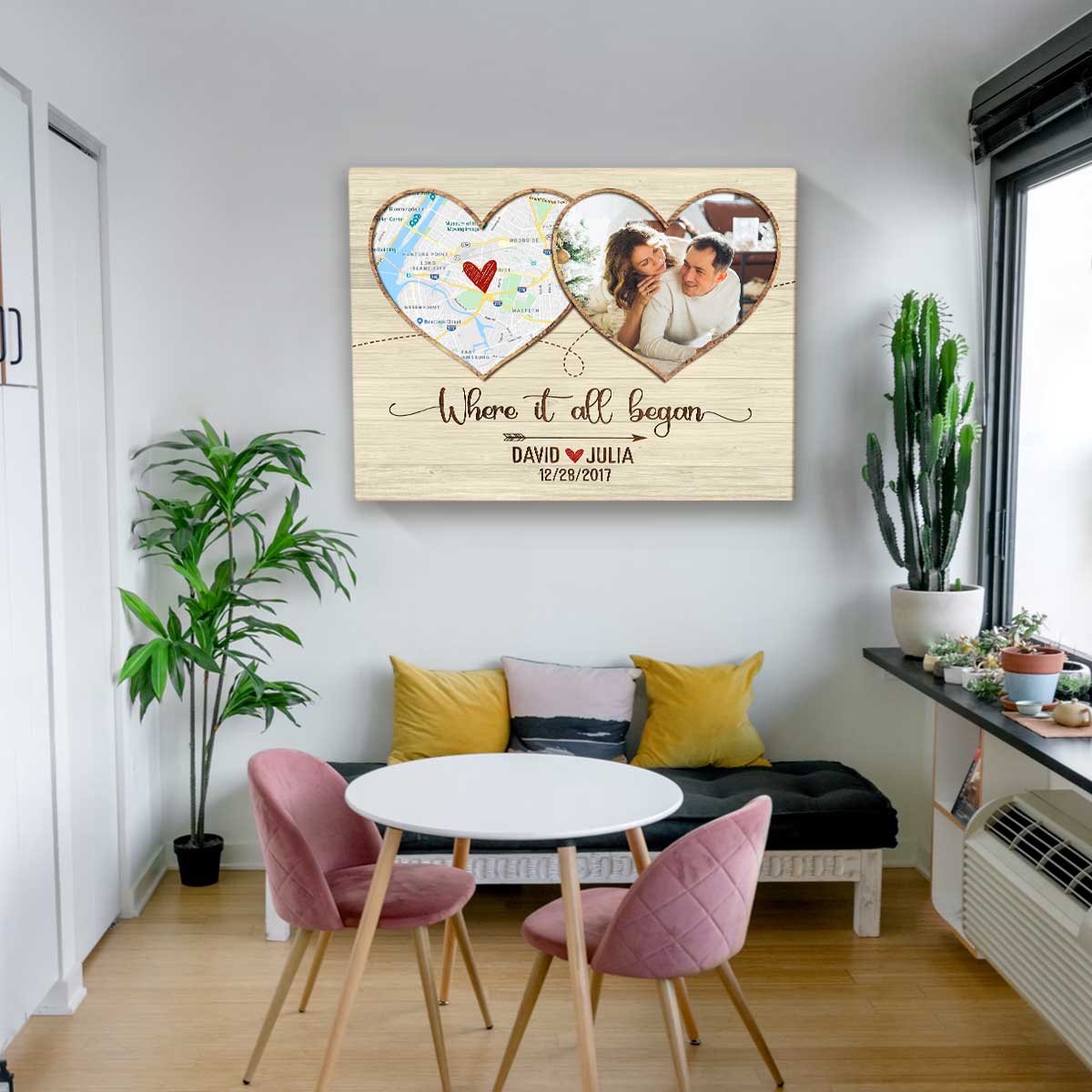 Where It All Began Map Gift, Custom Map Print with Photo, First Anniversary Gifts for Him, Personalized Map Location Poster