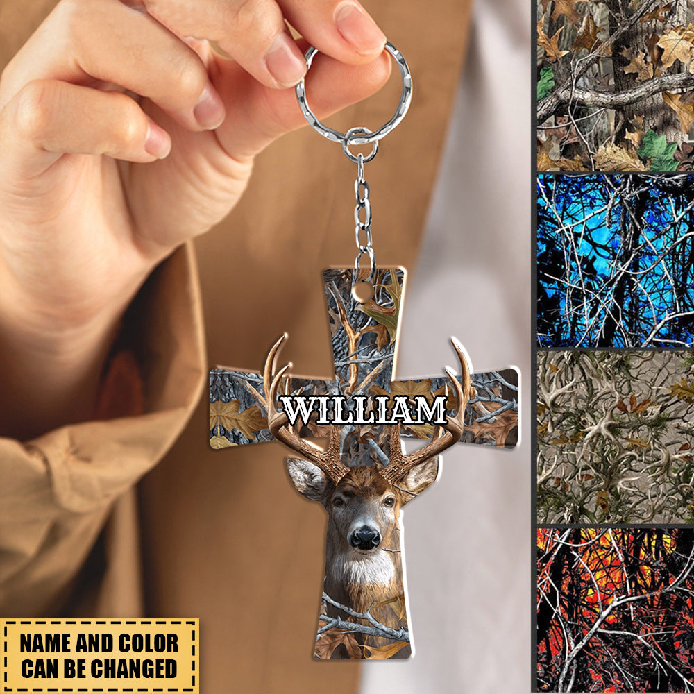 Custom Name Deer Hunter Hunting Lovers Hunt Gift Acrylic Keychain