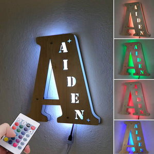 Custom Initial Letter Wooden Night Light