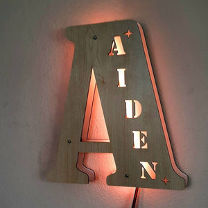 Custom Initial Letter Wooden Night Light