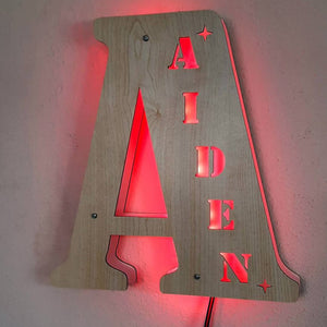 Custom Initial Letter Wooden Night Light