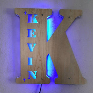 Custom Initial Letter Wooden Night Light