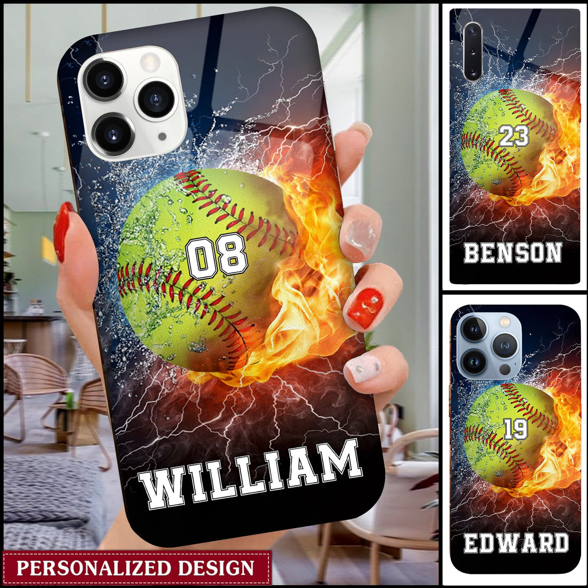 Softball Personalized Glass Phone Case - Gift For Softball Players