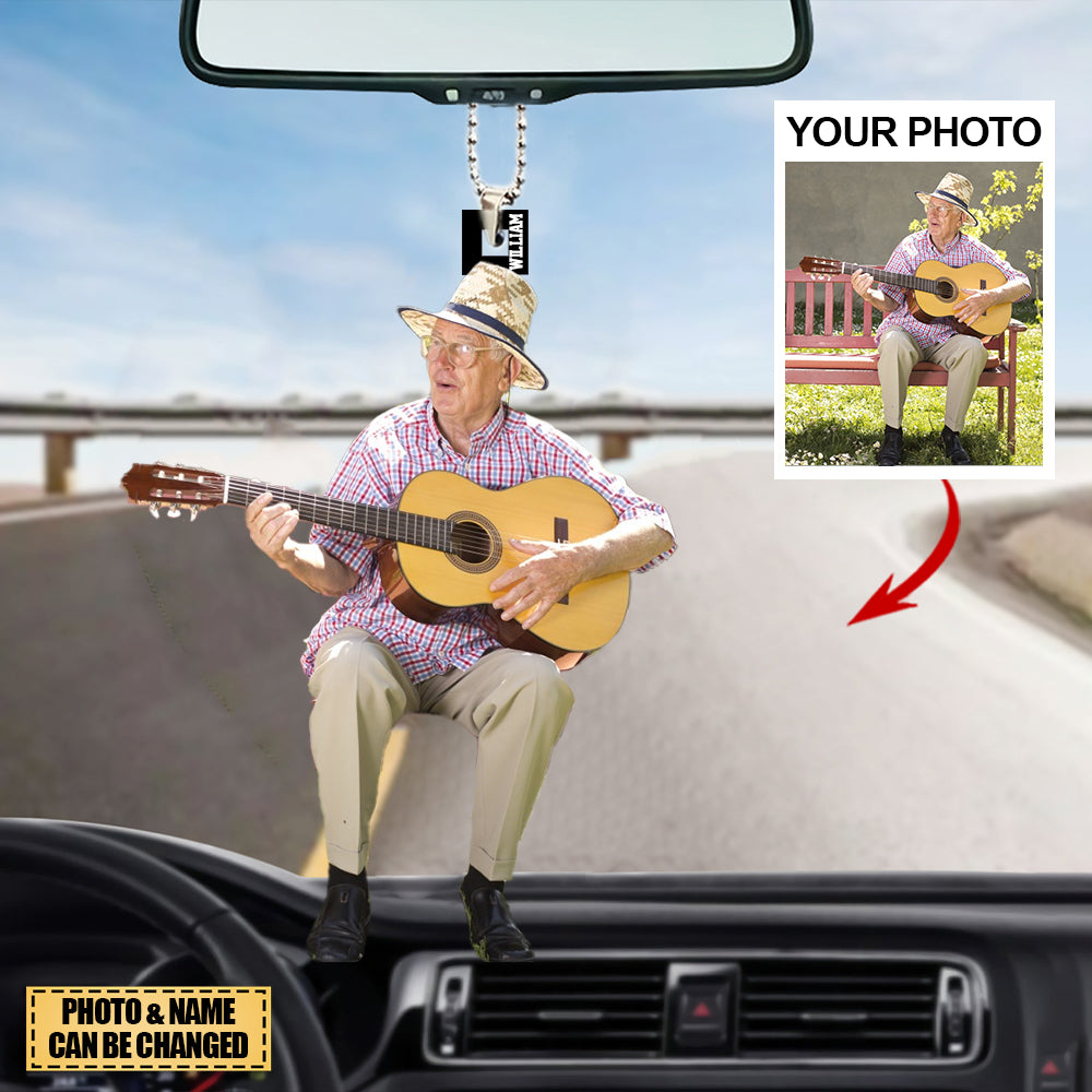 Personalized Acrylic Car Hanging Ornament - Gift For Guitarist /Guitar Lover- Custom Your Photo