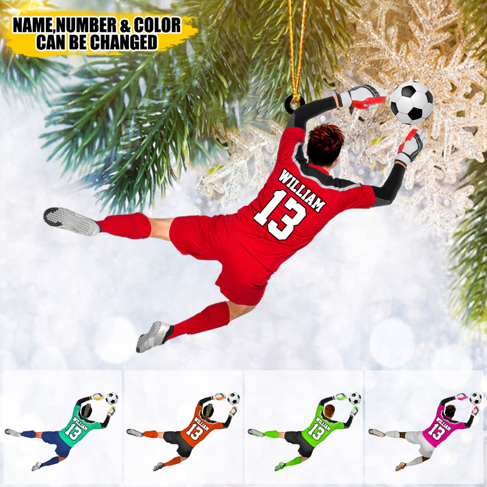 Custom Personalized Soccer Goalie / Goalkeeper Christmas Ornament