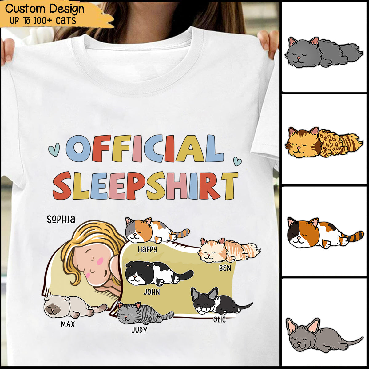Sleeping Cat Sleepshirt - Personalized Custom Unisex T-Shirt