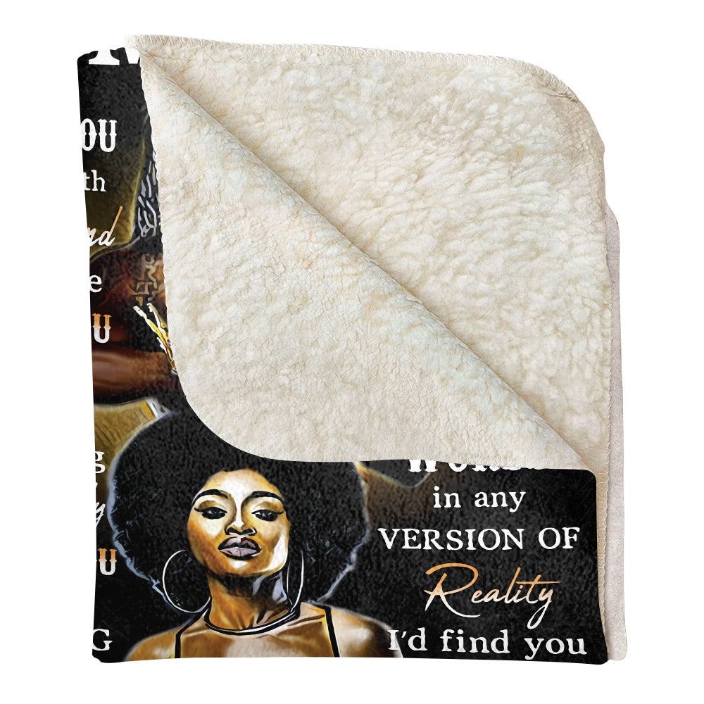 Custom Blanket Gift For Wife - Personalized Gifts For Wife - I Choose You To Do Life With Hand In Hand Black Couple Blanket