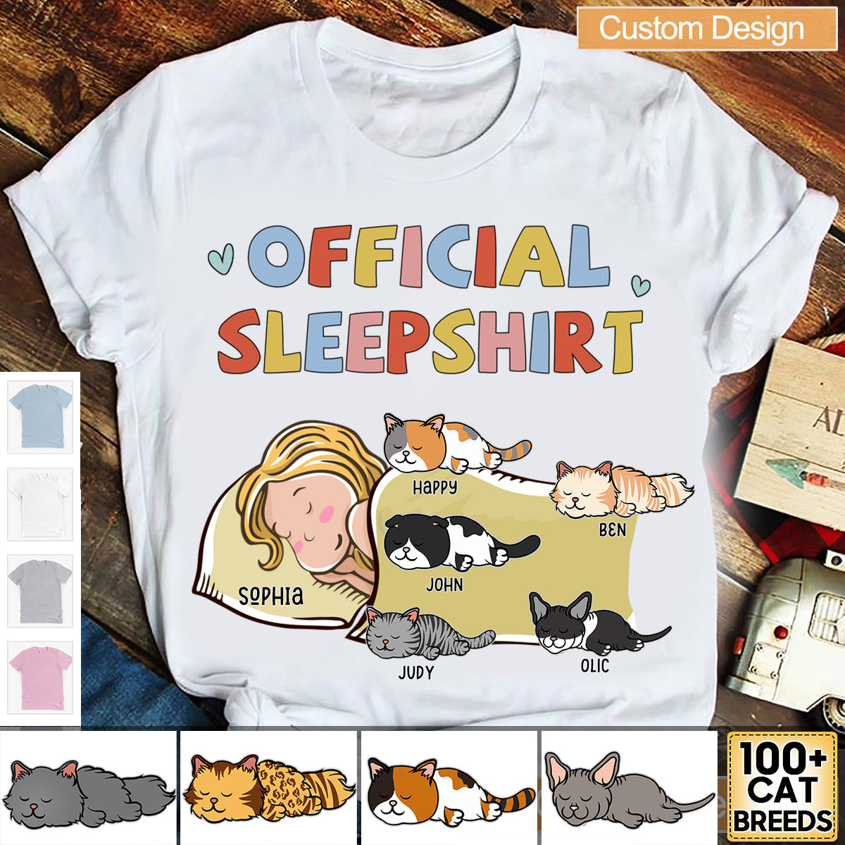 Sleeping Cat Sleepshirt - Personalized Custom Unisex T-Shirt