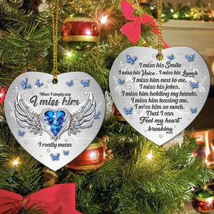 Butterfly Jewelry Widow Heart I Miss Him - Heart Ornament
