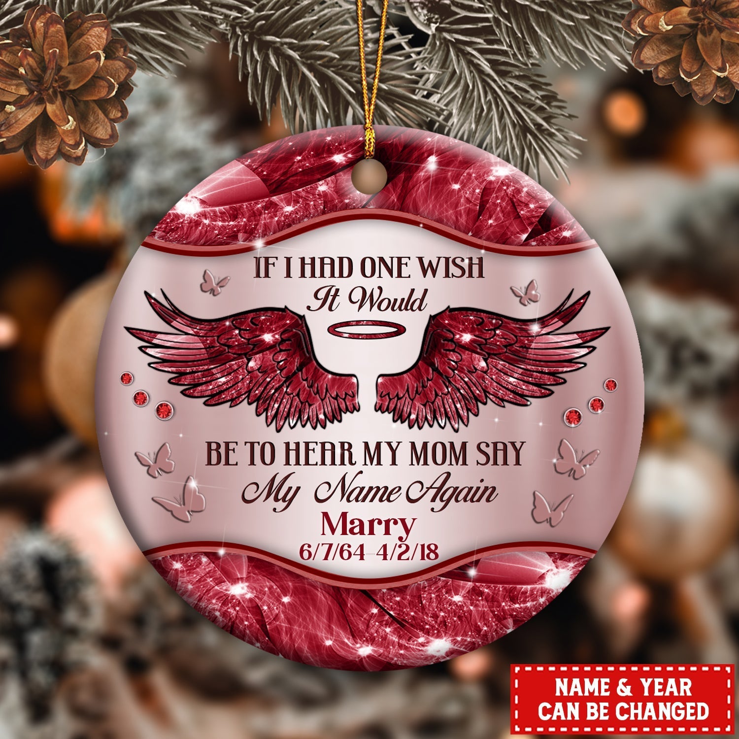 If i had one wish Personalized Ceramic Ornament- Two sides Ornament