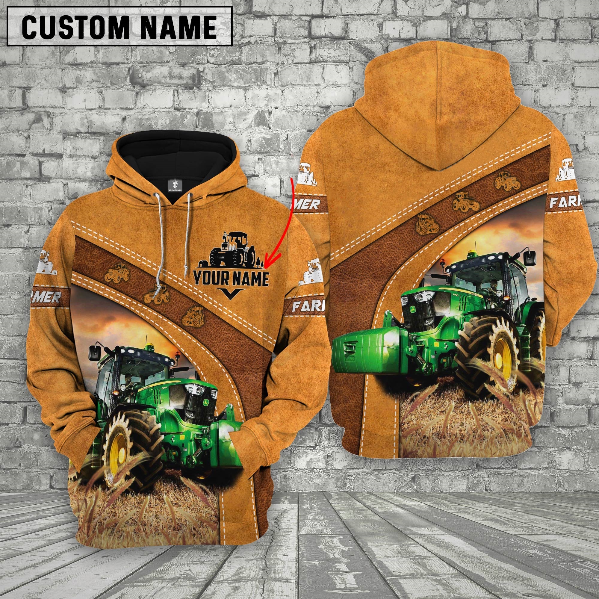 Personalized Name Farm Tractor All Over Print Unisex Hoodie