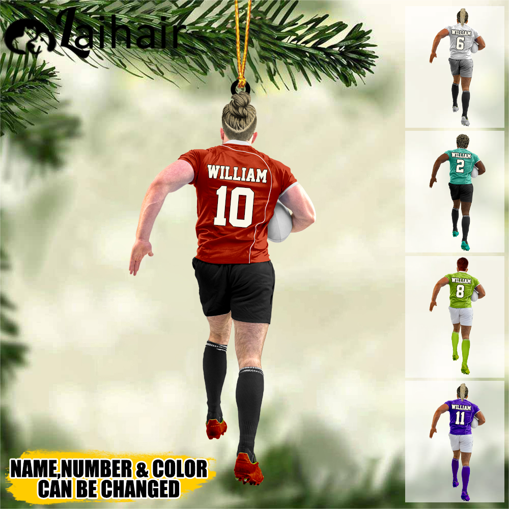 Personalized Rugby Male/Boy/Man Player Acrylic Christmas Ornament - Gift For Rugby Players