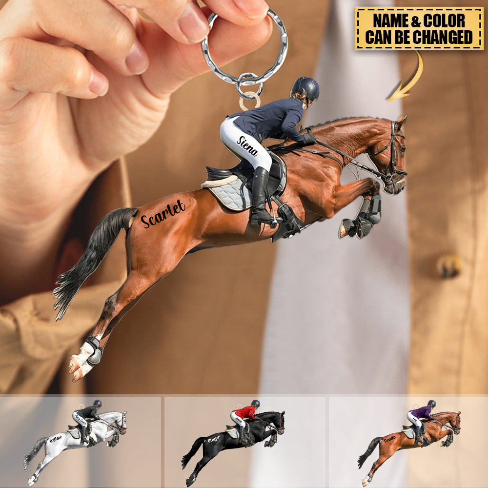 Personalized Female Equestrian Acrylic Keychain - Gift Idea For Horse Lover