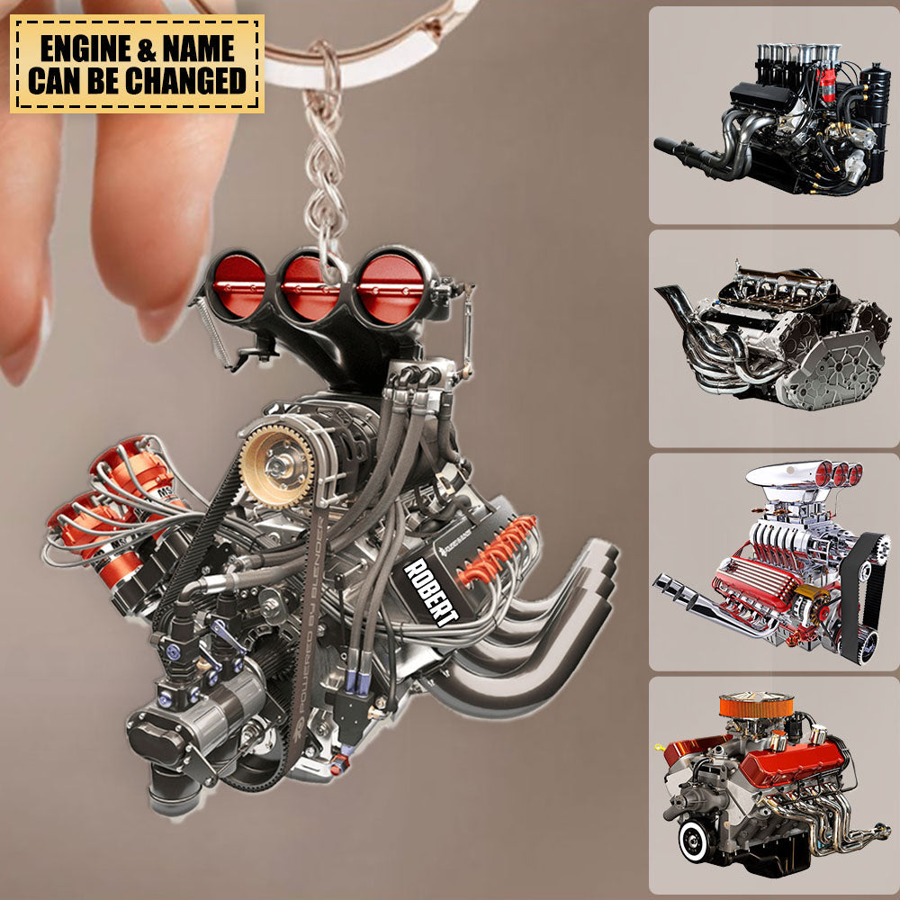 Drag Racing Hot Rod V8 Engine, Custom Drag Racing Acrylic Keychain, Gi ...