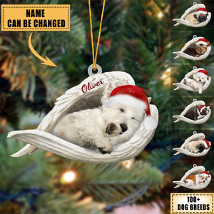 Personalized Dog Sleeping Angel Christmas Ornament