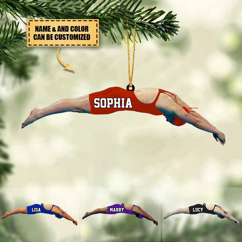 Personalized Male/Female Swimmer Acrylic Ornament, Gift For Swimming Lovers/Swimmer