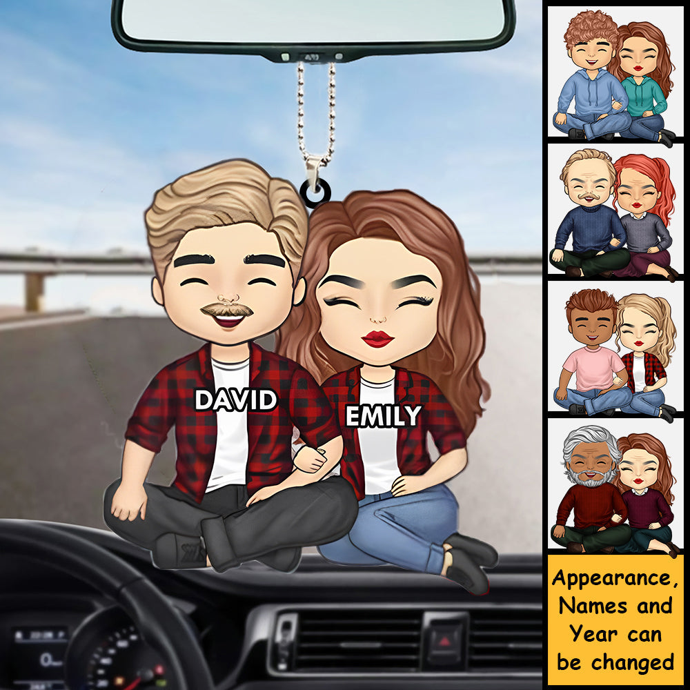 Personalized couple  Car Hanging Ornament-Gift For Couple, Husband Wife, Anniversary, Engagement, Wedding, Marriage Gift