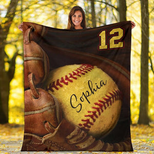 Personalized Name And Number Softball Blanket Gift For Softball Lovers Gifts
