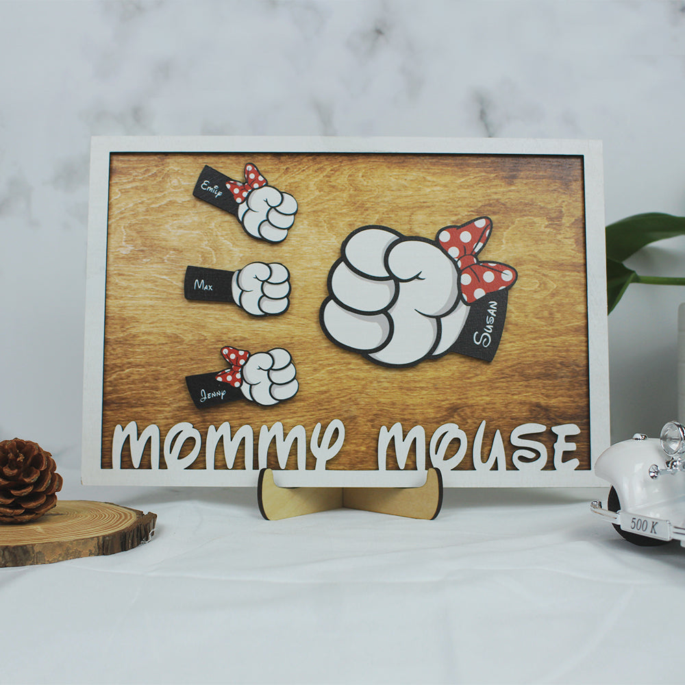 Mommy Mouse - Personalized Layered Wood Sign Stand - Gift For Mom, Dad