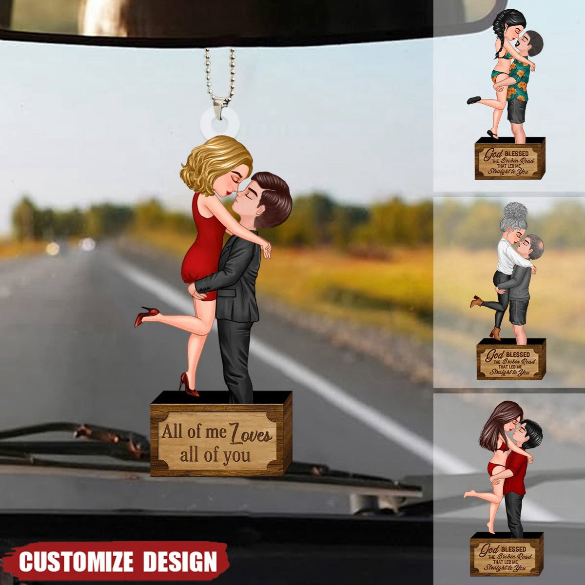 God Blessed - Couple Personalized Acrylic Car Ornament - Gift For Couple