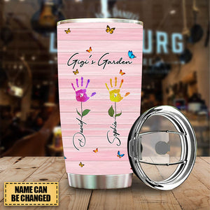 Grandma's Garden Hand Prints Flower Personalized Tumbler