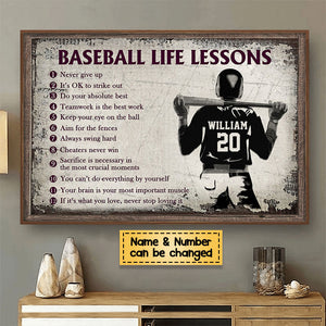 Personalized Baseball Life Lessons Customized Poster