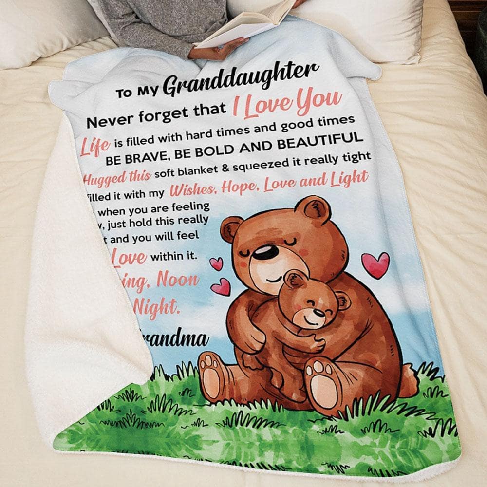 Personalized Granddaughter/Grandson Blanket - Bear Hug