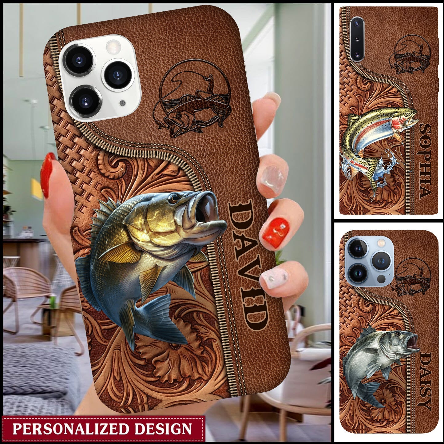 Fishing Leather Pattern Personalized Phone Case