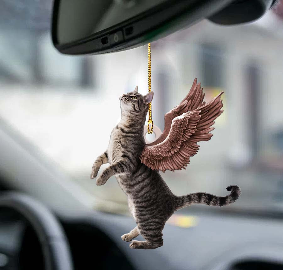 Cat angel wings two sided ornament